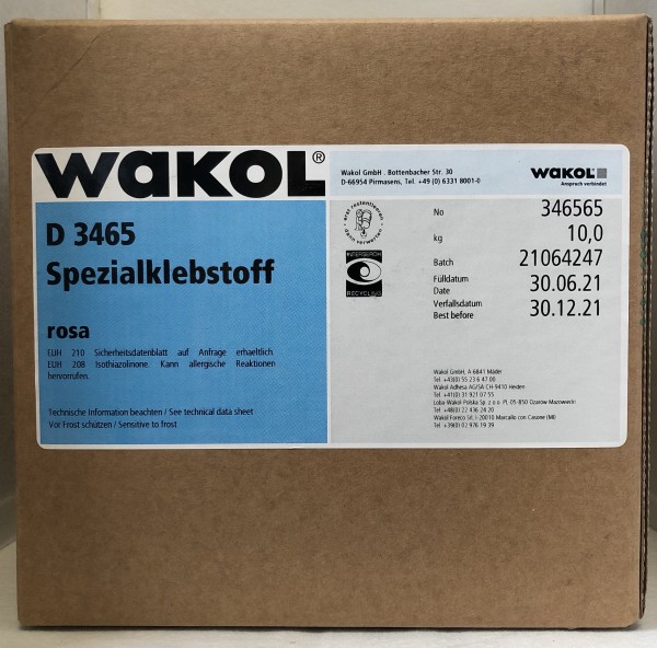 2x 10 kg Klebstoff - Wakol Dispersion 3465 - rosa